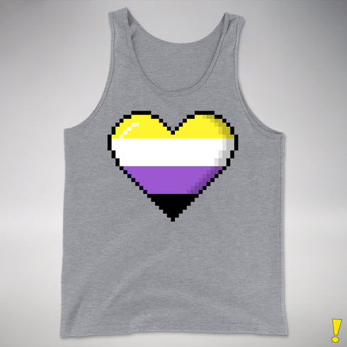 Nonbinary Pride Pixel Heart Premium Tank Top - Grey Heather